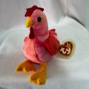 Ty Beanie Baby Pink and Yellow Chicken